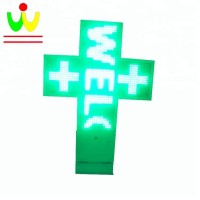 Green Led Programmable Cross Sign Led Cross  Display  For Pharmacy